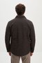 Quilted Slim Fit Shirt Collar Snap Fastener Men's Coat Brown - 39688.26K - 4