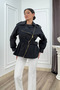 Women's Winter Black Solene Verev Zippered Short Trench Coat 8647
