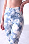Women's Blue / White Cotton High Waist Tie-Dye Patterned Leggings Maya - 5