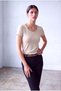 Stone Color Women's Stone Color Cotton Wide Crew Neck Short Sleeve T-Shirt Maya