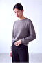 Women's Gray Patterned Cotton 2 Thread Crew Neck Long Sleeve Sweatshirt Isla - 4