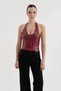 Women's Leather Neck Strap Corset with Metal Troc Detail