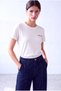 Women's White Cotton Crew Neck Short Sleeve Embroidery Detailed Embroidery Detailed T-Shirt Fiona - 3