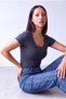 Women's Ombre Blue Cotton Wide Crew Neck Short Sleeve T-Shirt Maya - 5
