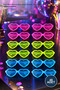 48 Pieces Retro Neon Highlighter Heart Shutter Glasses – Party Accessory and Entertainment Glasses, Highlighter Heart Design, Plastic Material, Neon Pink Green Blue, Shutter Shades