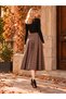 Retro Romance Plaid Patterned Slit Midi Skirt - 3