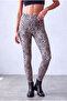 Women's Leopard Patterned Single Jersey High Waist Elastic Leggings Pippa