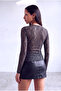 Anthracite Women's Anthracite Stretchy Lace Crew Neck Long Sleeve Transparent Blouse Layla - 2