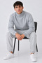Men's Turtleneck Comfortable Gray Sweatshirt - 5