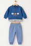 Boy's Plaid Detailed Sweatshirt and Pants 3 Thread 2-Piece Set - 5