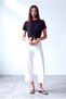 Women's White Viscose Draped Wide-Leg Pants with Pockets Mya