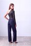 Women's Black/Grey Glittery Asymmetric Collar One Shoulder Long Sleeve Blouse Stella - 2