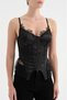 Women's Satin Fabric Corset with Lace Detail on the Chest - 5
