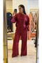 Burgundy Satin Top and Bottom Set