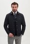 Quilted Slim Fit Shirt Collar Snap Fastener Men's Coat Navy Blue - 39688.26K