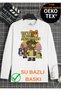 Super Bear Game Character Pattern Printed Children's Black and White Tshirt