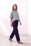Women's Aqua Green Cotton Crew Neck Short Sleeve Drop Shoulder Relaxed Fit Sweatshirt with Pocket Detail Vivienne - 5