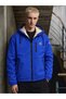 Men's Hooded Stylish Winter Long Sports Raincoat with Pockets S.Blue Fur Raincoat - 2