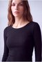Women's Black Viscose Crew Neck Long Sleeve Blouse Trinity - 4