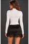 Women's White Stand Collar Blouse with Front Stripe Be552 - 2