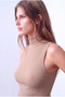 Cinnamon Color Women's Cinnamon Color Viscose Camisole High Neck Sleeveless T-Shirt Sabrina - 5
