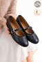 Women's Stylish Stoned Rubber Buckle Anatomical Soft Comfortable Sole Large Special Size Women's Ballerinas