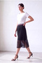 Women's Black Pleated Tulle Colorful Elastic Waist Lined Midi Skirt Holly