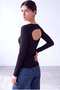 Women's Black Viscose Blend Crew Neck Long Sleeve Blouse with Cut Out Detail Teagan - 2