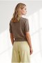Women's Mink Crew Neck Short Sleeve Mercerized Knitwear Blouse Blz-19003472 - 2