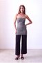 Women's Dark Gray Cotton Strapless Sleeveless Chest Gathered Blouse Esme