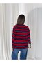 Crew Neck Contrast Striped Drop Shoulder Oversize Knitwear Sweater Aw26Kz00088 - 4