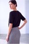 Women's Black Viscose Blended Crew Neck 3/4 Sleeve Skirt with Ruffle Detail Blouse Zoe - 4