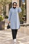 Women's Hooded Blue Denim Jacket with Stripe Detail and Buttons - 5