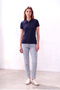 Women's Navy Blue 100% Cotton Pique Polo Collar Short Sleeve T-Shirt Clare - 2