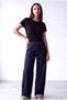 Women's Black Viscose Blend Crew Neck Short Sleeve T-Shirt Suzanne - 4