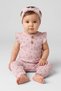 Toddlers Girl Heart Print Ruffle Sleeve Bodysuit With Headband, Mauve