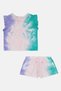 Kids Girl 2 Pcs Tie Dye Ruffle Sleeve Top And Shorts Set, Multicolor - 2