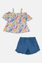 Kids Girl 2 Pcs Allover Print Top And Shorts Set, Multicolor - 3