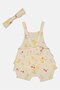 Toddlers Girl 2 Pieces Graphic Print Bodysuit With Headband, Multicolor - 3