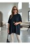 Women's crew neck short batwing sleeve side slit oversized flowy mercerized blouse