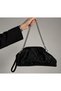 Women's Suede Stone-Embellished Hand and Shoulder Bag - 5