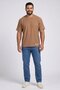 Men Crew Neck Short Sleeve Textured T-Shirt, Brown - 2