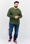Men Round Neck Long Sleeves Stripe Sweatshirt Sleepwear , Dark Olive/Black - 4