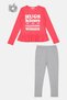 Kids Girl 3Pcs Graphic Print Top And Leggings Set with Scrunchie, Multicolor - 2