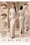 Women's Chain Detailed Belted Maxi Knitwear Dress - High Neck Knitwear Long Sleeve Long Dress Half Turtleneck Short Slit - 7