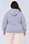 Women's Oversized Three-Thread Ribbed Hooded Kangaroo Pocket Winter Sweatshirt - Gray Marip - 3