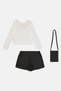 Kids Girl 3 Pcs Ribbed Top And Skort With Small Bag, Multicolor - 3