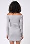 Women Textured Mini Dress, Grey - 3