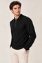 Men's Polo Collar Half Zipper Ribbed Front Slim Fit Acrylic Cotton Knit Sweater - 3