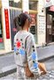 Crew Neck Star and Flower Printed Off-Shoulder Oversize Sweatshirt Aw26Sw0003 - 2
